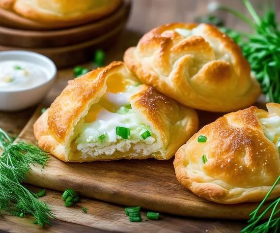 Quick Kefir Pastries with Egg and Green Onion