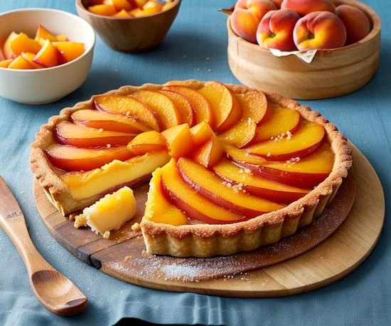 Royal Curd Tart with Peaches