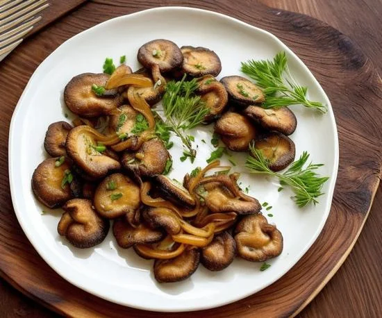Fried Champignons with Onions