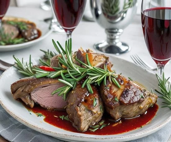 Lamb Shanks Braised in Wine with Rosemary