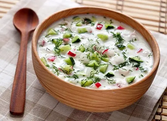 Okroshka with Sparkling Mineral Water
