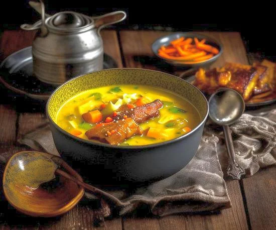 Soup with Pork Ribs and Mustard